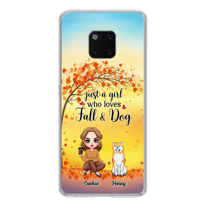 Personalized Dog Mom Phone Case - Gift Idea For Dog Lovers/Autumn Gift - Up to 4 Dogs - Just A Girl Who Loves Fall & Dogs - Case For Xiaomi/Oppo/Huawei