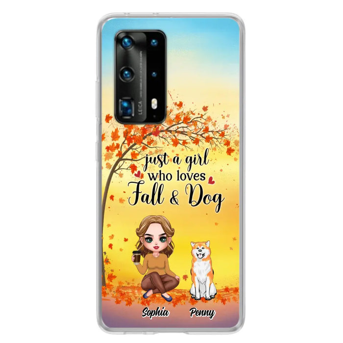 Personalized Dog Mom Phone Case - Gift Idea For Dog Lovers/Autumn Gift - Up to 4 Dogs - Just A Girl Who Loves Fall & Dogs - Case For Xiaomi/Oppo/Huawei