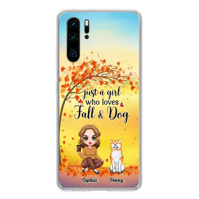 Personalized Dog Mom Phone Case - Gift Idea For Dog Lovers/Autumn Gift - Up to 4 Dogs - Just A Girl Who Loves Fall & Dogs - Case For Xiaomi/Oppo/Huawei