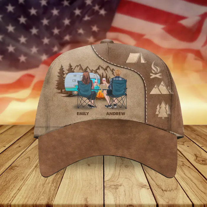 Personalized Camping Couple Cap - Gift Idea for Camping Lover - Camping Partners For Life