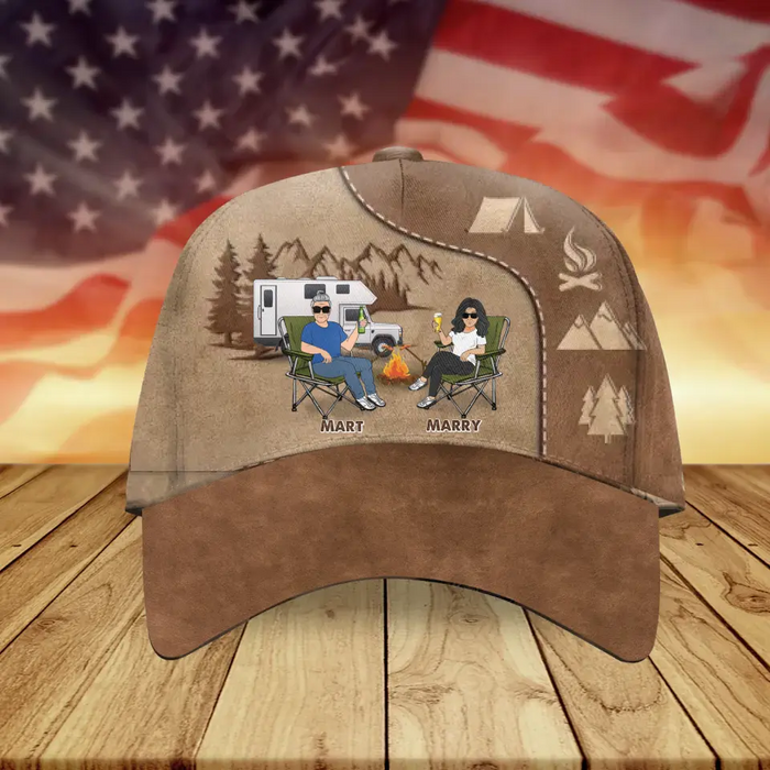 Personalized Camping Couple Cap - Gift Idea For Camping Lover/Couple - Camping Partners For Life