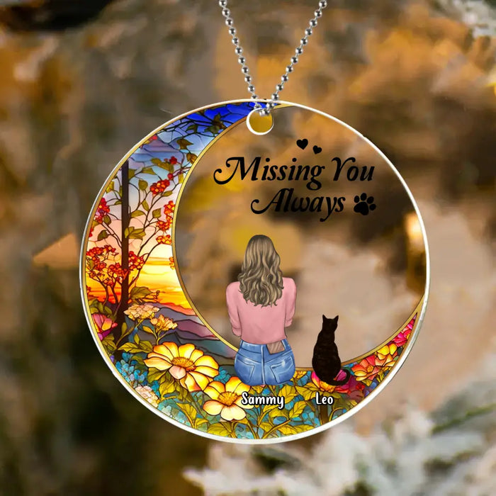 Personalized Memorial Pet Circle Acrylic Ornament - Up to 3 Pets - Memorial Gift Idea For Dog/Cat/Rabbit Owners - Missing You Always
