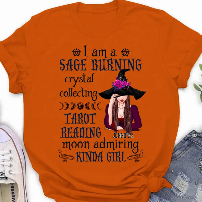 Personalized Witch Shirt/Hoodie - Halloween Gift Idea for Witch Lovers - I Am A Sage Burning Crystal Collecting