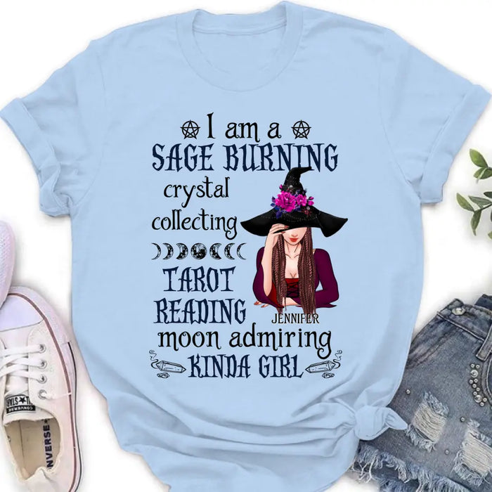 Personalized Witch Shirt/Hoodie - Halloween Gift Idea for Witch Lovers - I Am A Sage Burning Crystal Collecting