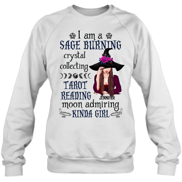 Personalized Witch Shirt/Hoodie - Halloween Gift Idea for Witch Lovers - I Am A Sage Burning Crystal Collecting