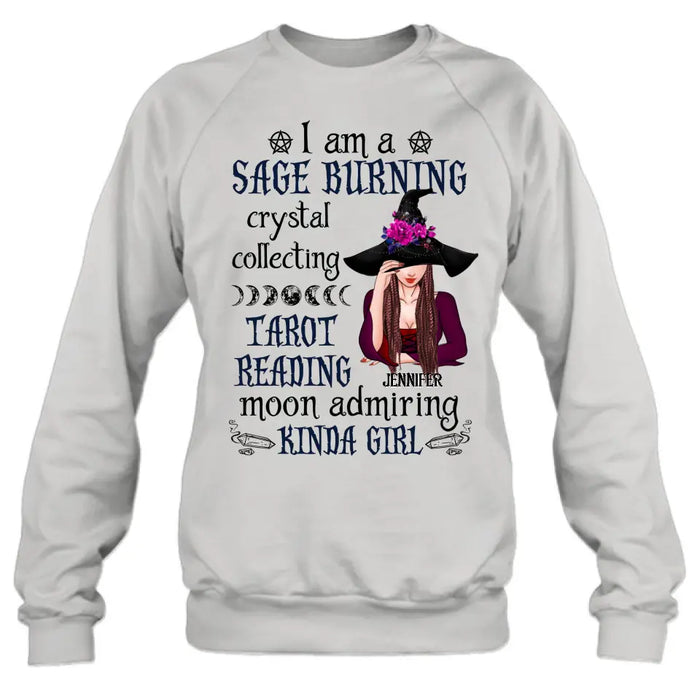 Personalized Witch Shirt/Hoodie - Halloween Gift Idea for Witch Lovers - I Am A Sage Burning Crystal Collecting