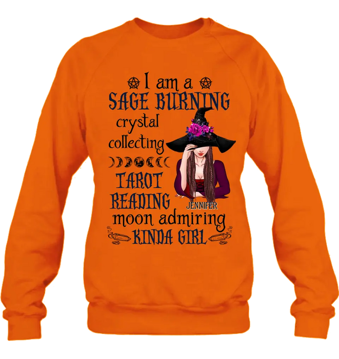Personalized Witch Shirt/Hoodie - Halloween Gift Idea for Witch Lovers - I Am A Sage Burning Crystal Collecting