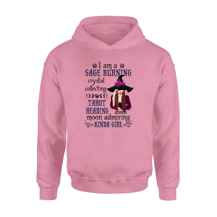 Personalized Witch Shirt/Hoodie - Halloween Gift Idea for Witch Lovers - I Am A Sage Burning Crystal Collecting