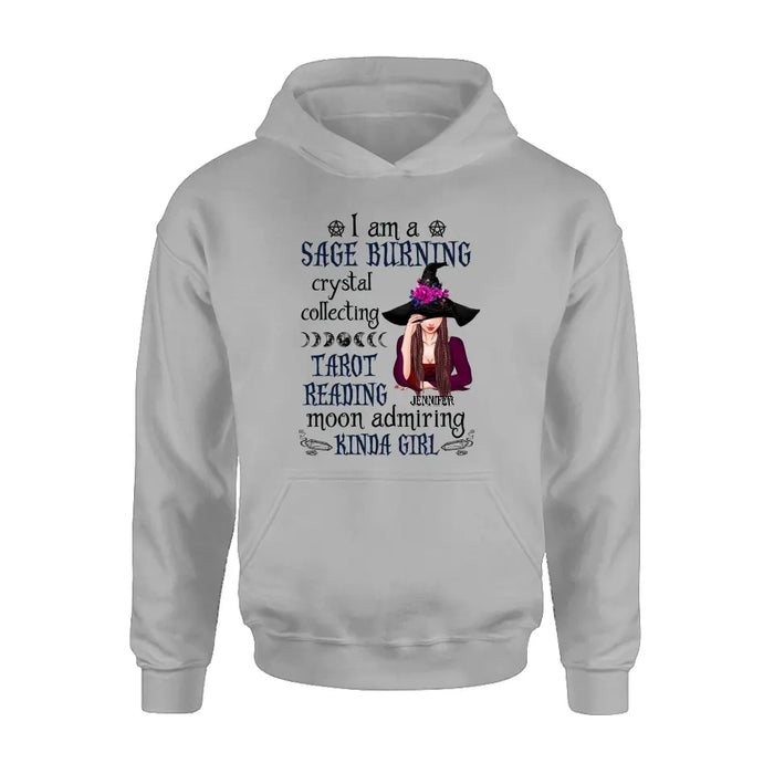 Personalized Witch Shirt/Hoodie - Halloween Gift Idea for Witch Lovers - I Am A Sage Burning Crystal Collecting