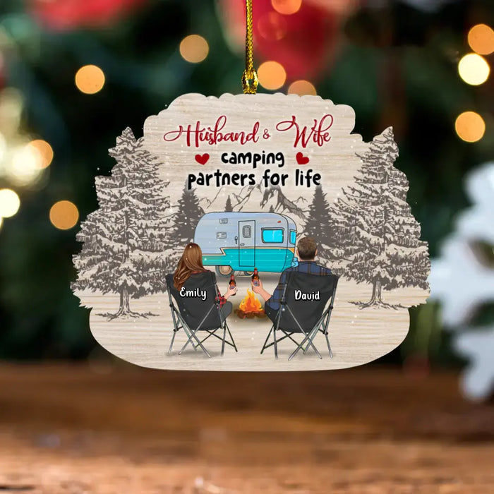 Personalized Camping Acrylic Ornament - Couple/Parents With Up to 2 Kids And 3 Pets - Gift For Camping Lovers/Christmas Gift - This Is Our Happy Place