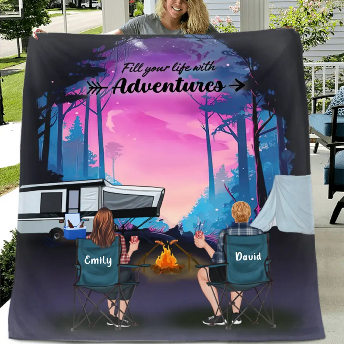Personalized Camping Quilt/Fleece Blanket - Full Option - Best Gift For Camping Lovers - Fill Your Life With Adventures