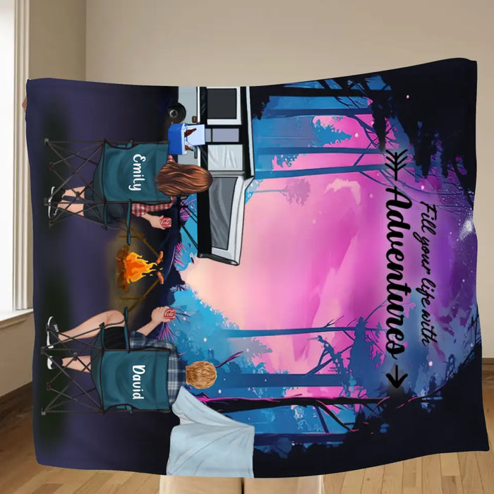 Personalized Camping Quilt/Fleece Blanket - Full Option - Best Gift For Camping Lovers - Fill Your Life With Adventures