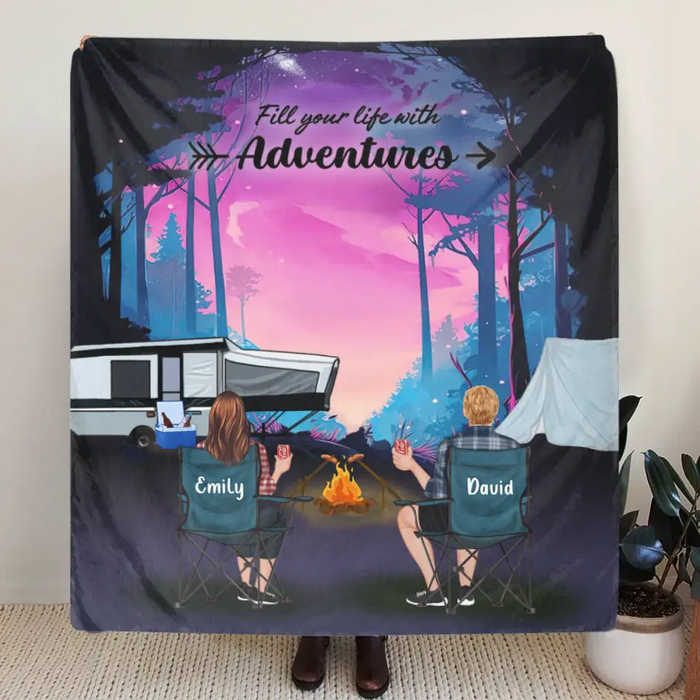 Personalized Camping Quilt/Fleece Blanket - Full Option - Best Gift For Camping Lovers - Fill Your Life With Adventures