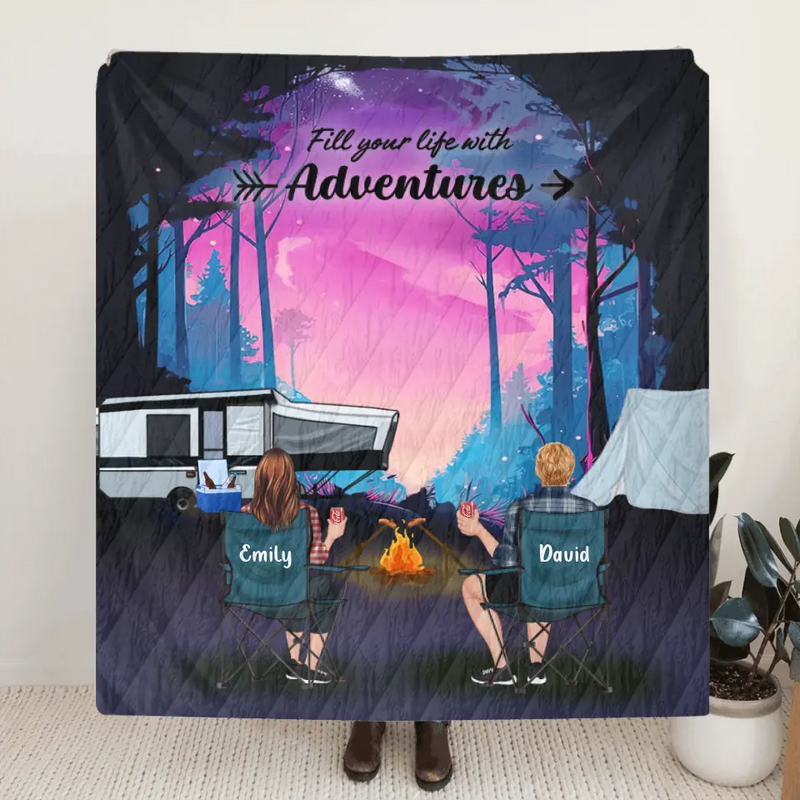 Personalized Camping Quilt/Fleece Throw Blanket - Full Option - Best Gift For Camping Lovers - Fill Your Life With Adventures