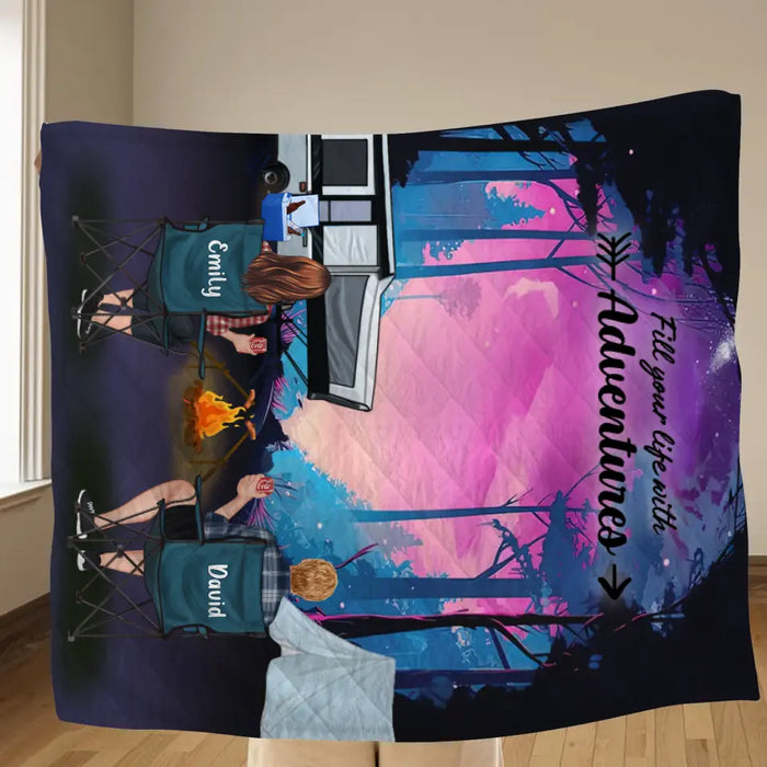 Personalized Camping Quilt/Fleece Blanket - Full Option - Best Gift For Camping Lovers - Fill Your Life With Adventures