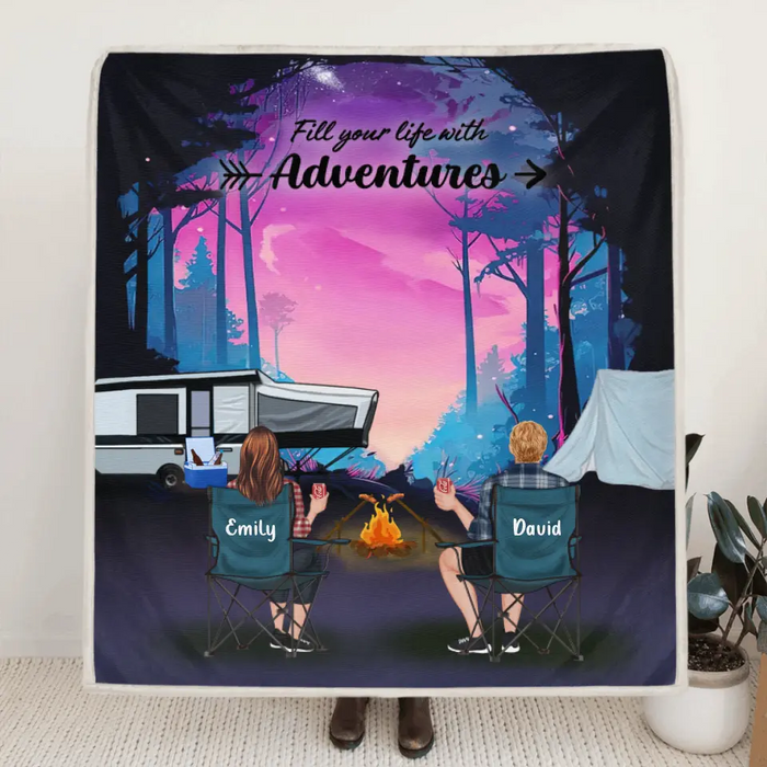 Personalized Camping Quilt/Fleece Blanket - Full Option - Best Gift For Camping Lovers - Fill Your Life With Adventures