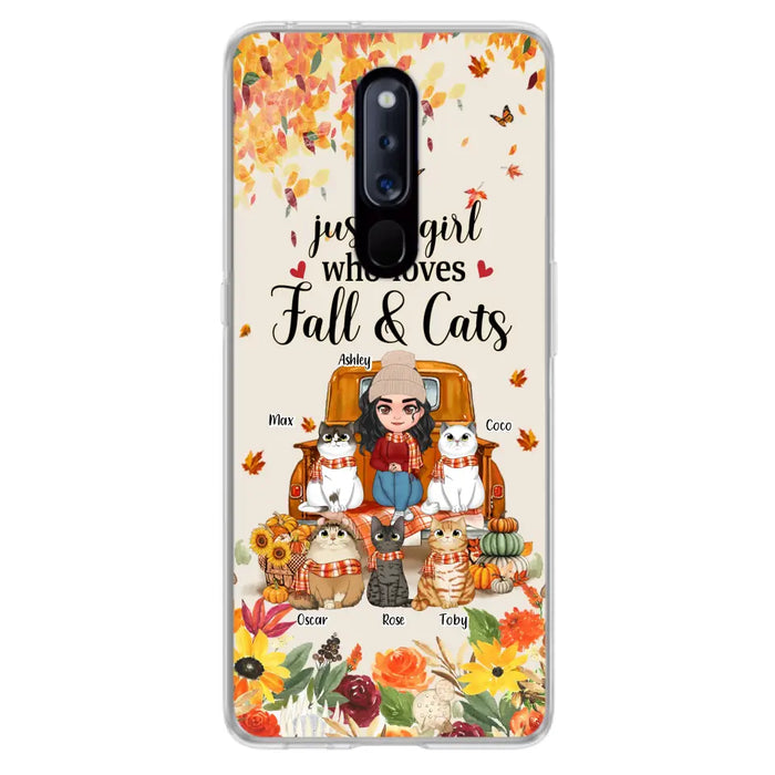 Personalized Cat Mom Autumn Phone Case - Gift Idea For Cat Lovers - Up to 5 Cats - Case For Xiaomi/Oppo/Huawei - Just A Girl Who Loves Fall & Cats