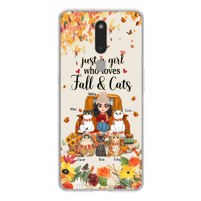 Personalized Cat Mom Autumn Phone Case - Gift Idea For Cat Lovers - Up to 5 Cats - Case For Xiaomi/Oppo/Huawei - Just A Girl Who Loves Fall & Cats
