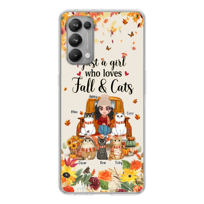 Personalized Cat Mom Autumn Phone Case - Gift Idea For Cat Lovers - Up to 5 Cats - Case For Xiaomi/Oppo/Huawei - Just A Girl Who Loves Fall & Cats
