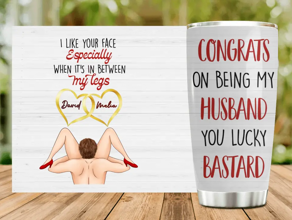 Personalized Couple Tumbler - Gift Idea For Him/Her/Couple - Congrats On Being My Husband You Lucky Bastard