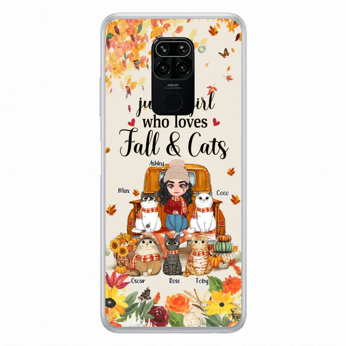 Personalized Cat Mom Autumn Phone Case - Gift Idea For Cat Lovers - Up to 5 Cats - Case For Xiaomi/Oppo/Huawei - Just A Girl Who Loves Fall & Cats