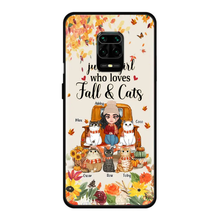 Personalized Cat Mom Autumn Phone Case - Gift Idea For Cat Lovers - Up to 5 Cats - Case For Xiaomi/Oppo/Huawei - Just A Girl Who Loves Fall & Cats