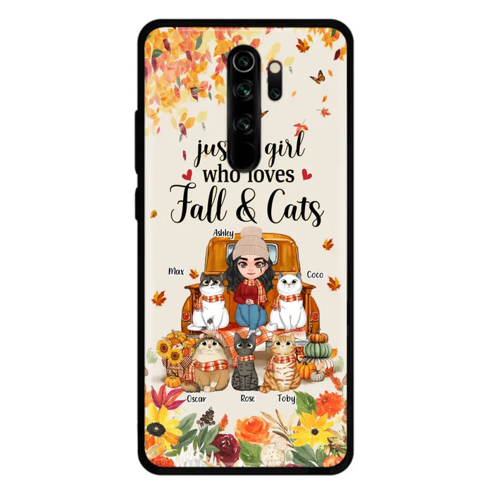Personalized Cat Mom Autumn Phone Case - Gift Idea For Cat Lovers - Up to 5 Cats - Case For Xiaomi/Oppo/Huawei - Just A Girl Who Loves Fall & Cats