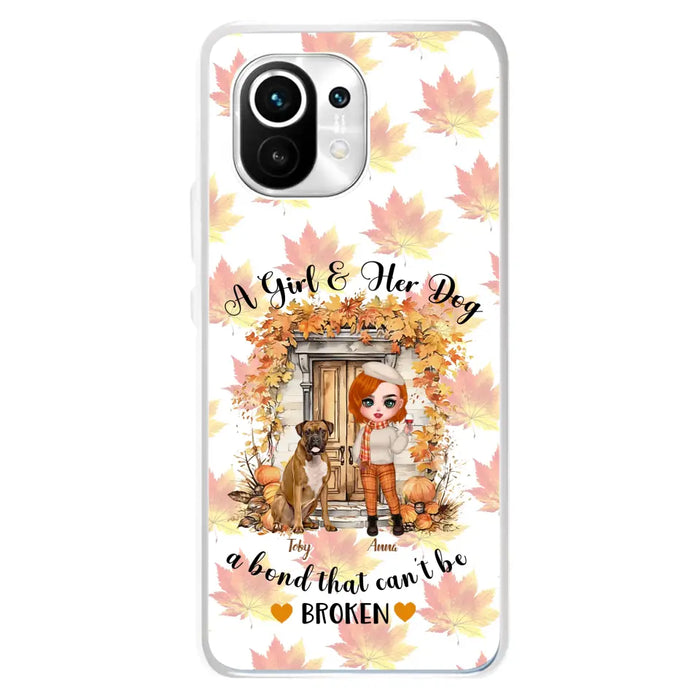 Personalized Fall And Dogs Phone Case - Gift Idea for Dog Lovers - Up to 6 Dogs - A Girl & Her Dogs A Bond That Can't Be Broken - Case For Xiaomi/ Oppo/ Huawei
