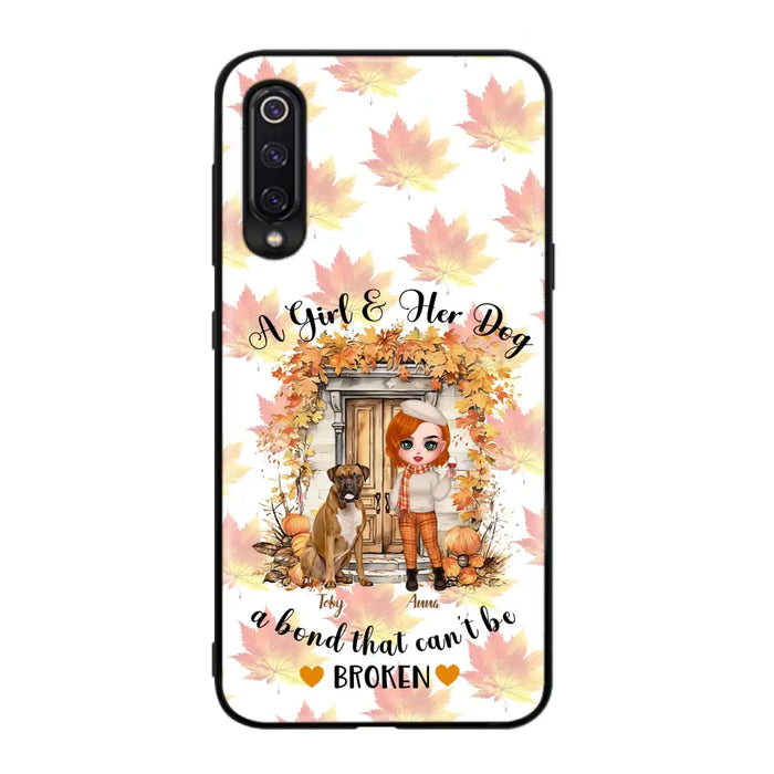 Personalized Fall And Dogs Phone Case - Gift Idea for Dog Lovers - Up to 6 Dogs - A Girl & Her Dogs A Bond That Can't Be Broken - Case For Xiaomi/ Oppo/ Huawei