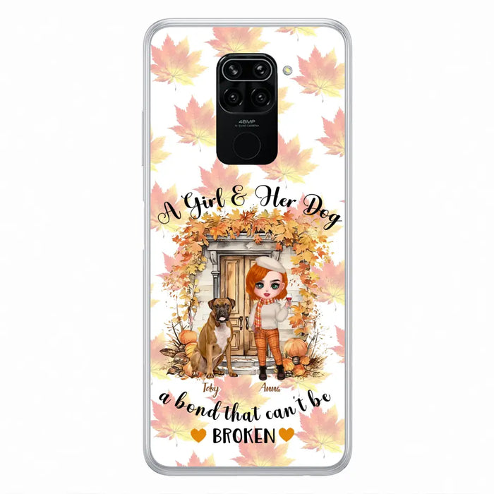 Personalized Fall And Dogs Phone Case - Gift Idea for Dog Lovers - Up to 6 Dogs - A Girl & Her Dogs A Bond That Can't Be Broken - Case For Xiaomi/ Oppo/ Huawei