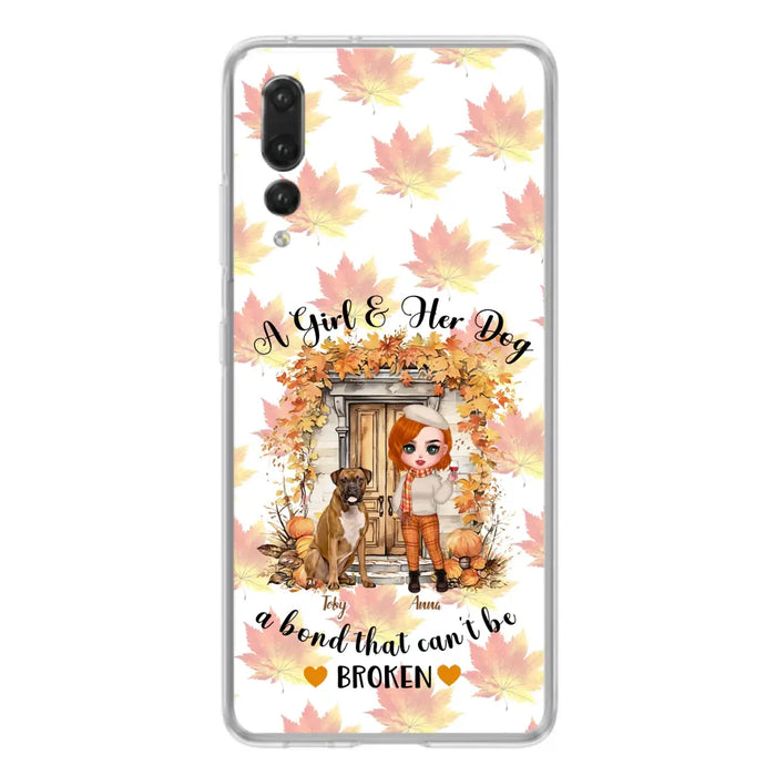 Personalized Fall And Dogs Phone Case - Gift Idea for Dog Lovers - Up to 6 Dogs - A Girl & Her Dogs A Bond That Can't Be Broken - Case For Xiaomi/ Oppo/ Huawei