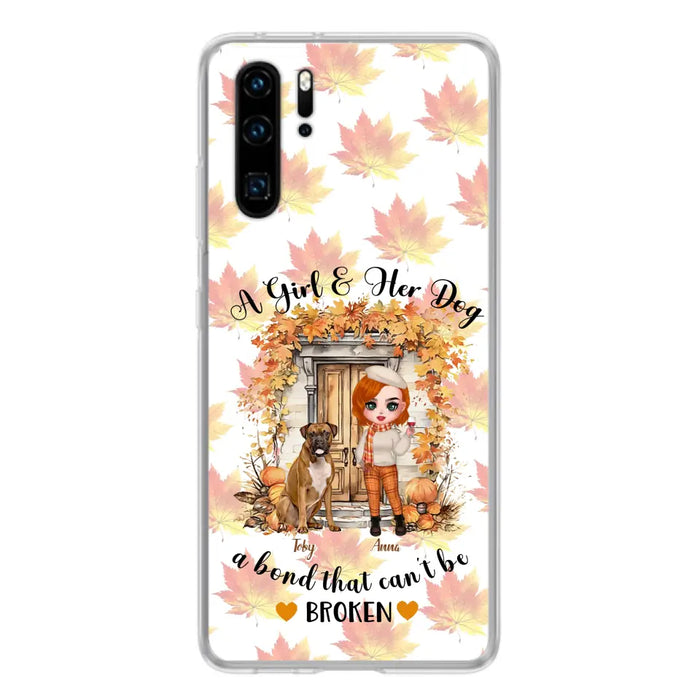 Personalized Fall And Dogs Phone Case - Gift Idea for Dog Lovers - Up to 6 Dogs - A Girl & Her Dogs A Bond That Can't Be Broken - Case For Xiaomi/ Oppo/ Huawei