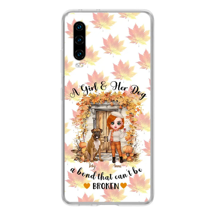 Personalized Fall And Dogs Phone Case - Gift Idea for Dog Lovers - Up to 6 Dogs - A Girl & Her Dogs A Bond That Can't Be Broken - Case For Xiaomi/ Oppo/ Huawei