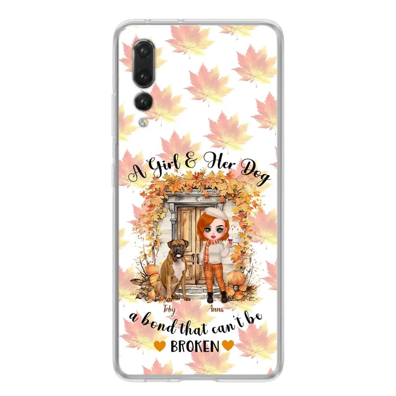 Personalized Fall And Dogs Phone Case - Gift Idea for Dog Lovers - Up to 6 Dogs - A Girl & Her Dogs A Bond That Can't Be Broken - Case For Xiaomi/ Oppo/ Huawei