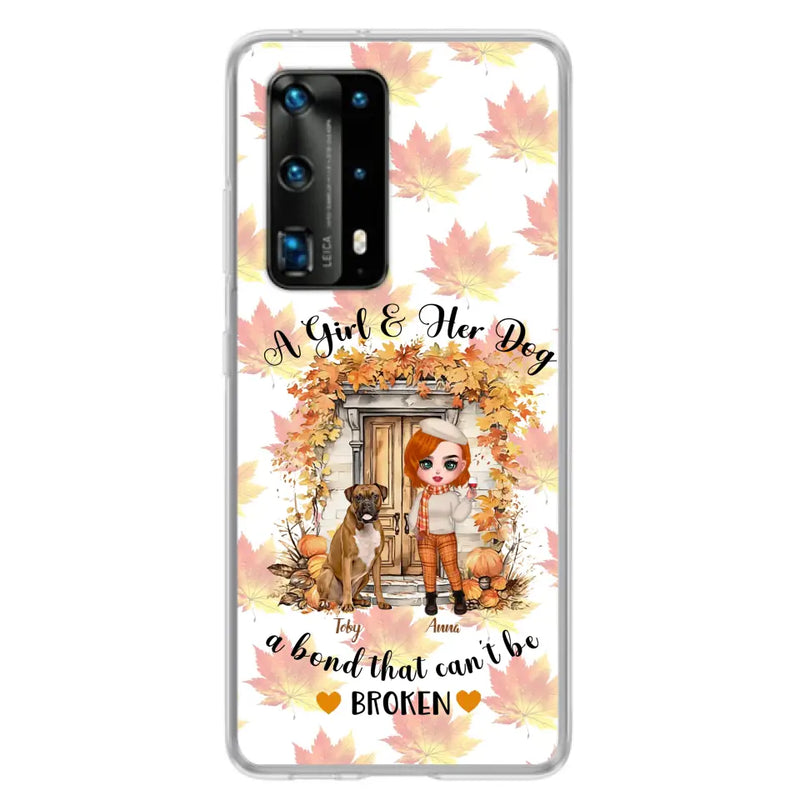 Personalized Fall And Dogs Phone Case - Gift Idea for Dog Lovers - Up to 6 Dogs - A Girl & Her Dogs A Bond That Can't Be Broken - Case For Xiaomi/ Oppo/ Huawei