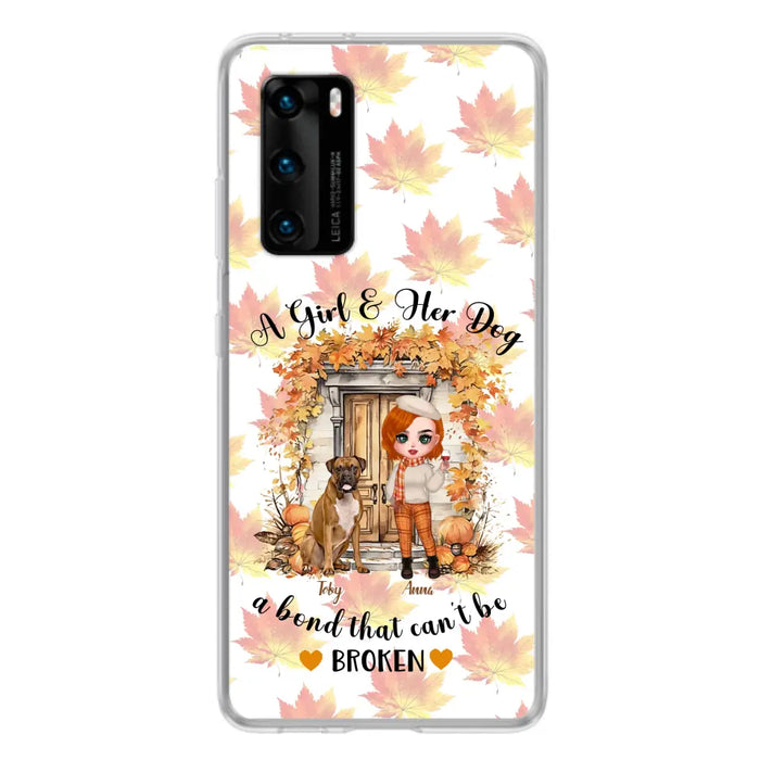 Personalized Fall And Dogs Phone Case - Gift Idea for Dog Lovers - Up to 6 Dogs - A Girl & Her Dogs A Bond That Can't Be Broken - Case For Xiaomi/ Oppo/ Huawei