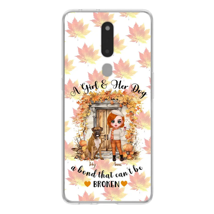 Personalized Fall And Dogs Phone Case - Gift Idea for Dog Lovers - Up to 6 Dogs - A Girl & Her Dogs A Bond That Can't Be Broken - Case For Xiaomi/ Oppo/ Huawei