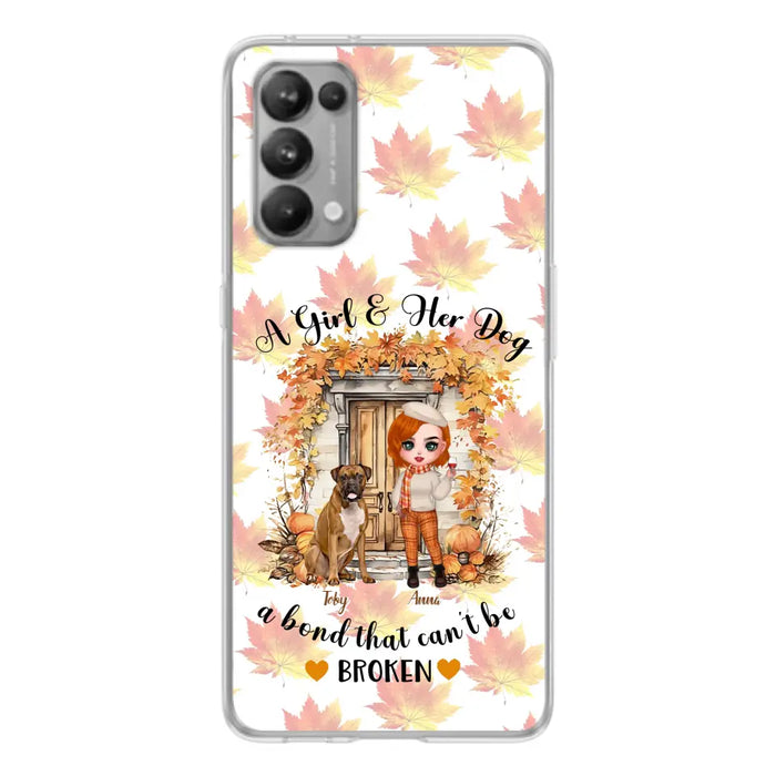 Personalized Fall And Dogs Phone Case - Gift Idea for Dog Lovers - Up to 6 Dogs - A Girl & Her Dogs A Bond That Can't Be Broken - Case For Xiaomi/ Oppo/ Huawei