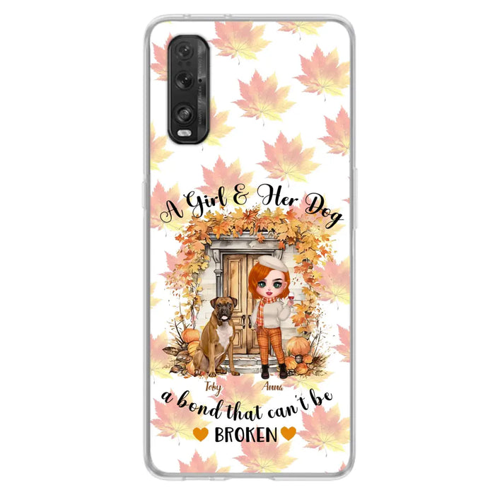 Personalized Fall And Dogs Phone Case - Gift Idea for Dog Lovers - Up to 6 Dogs - A Girl & Her Dogs A Bond That Can't Be Broken - Case For Xiaomi/ Oppo/ Huawei