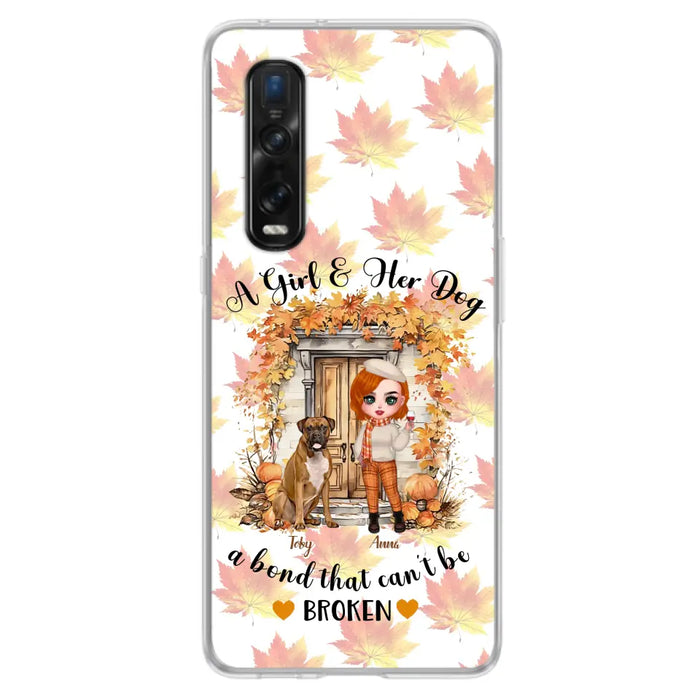 Personalized Fall And Dogs Phone Case - Gift Idea for Dog Lovers - Up to 6 Dogs - A Girl & Her Dogs A Bond That Can't Be Broken - Case For Xiaomi/ Oppo/ Huawei