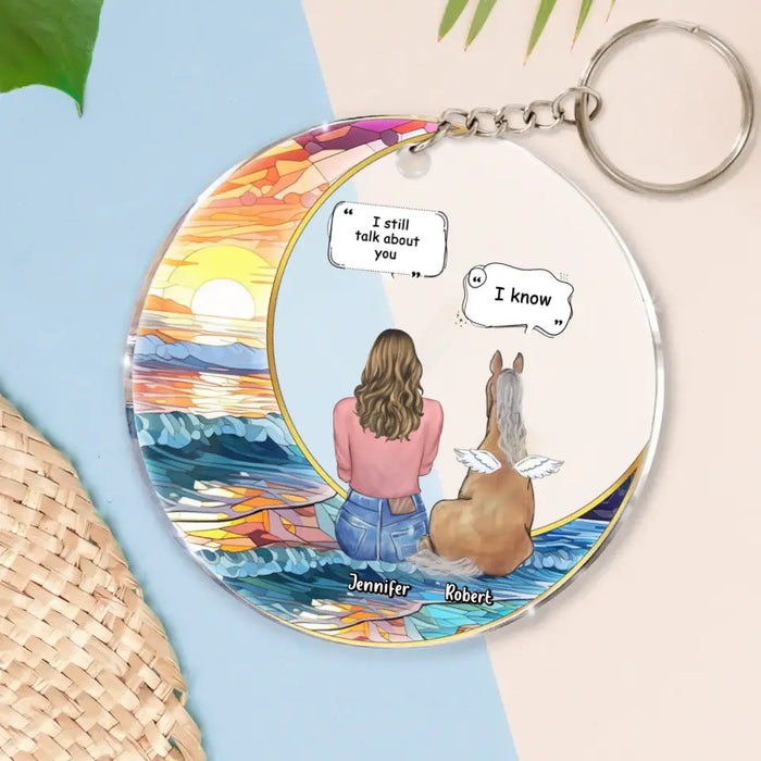 Personalized Memorial Horse Suncatcher Acrylic Keychain - Memorial Gift Idea For Horse Owner - I Still Talk About You