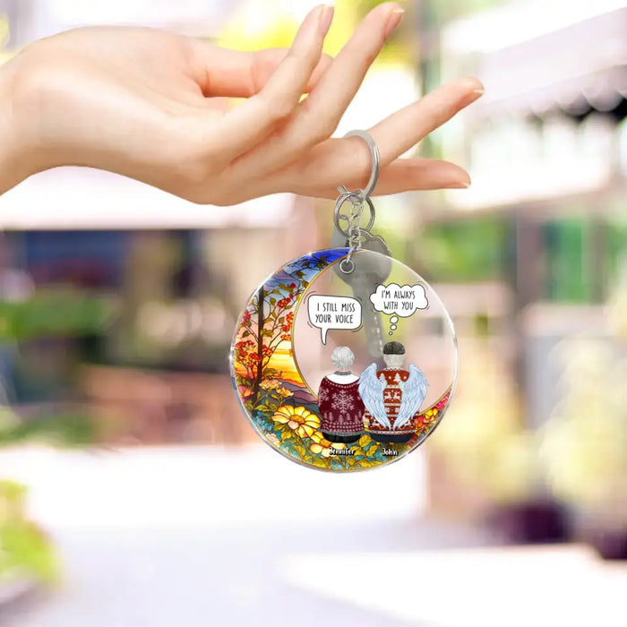 Personalized Memorial Couple Suncatcher Acrylic Keychain - Memorial Gift Idea For Husband/Wife - I Still Talk About You