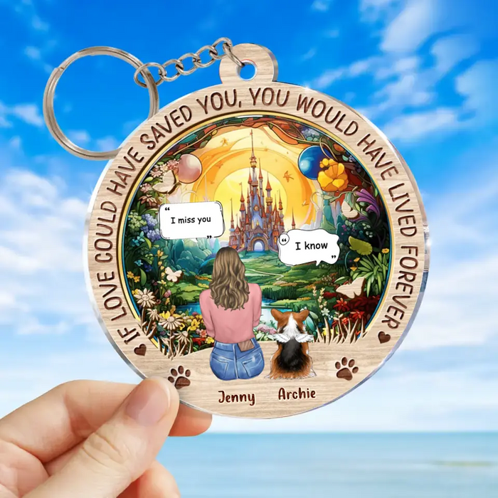 Personalized Memorial Pet Acrylic Keychain - Memorial Gift Idea For Dog/Cat/Rabbit Lover - If Love Could Have Saved You You Would Have Lived Forever