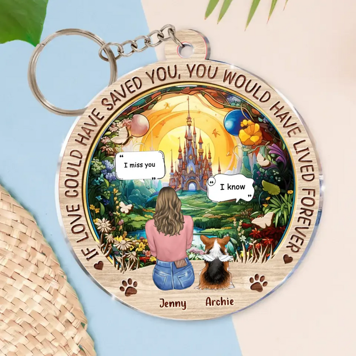 Personalized Memorial Pet Acrylic Keychain - Memorial Gift Idea For Dog/Cat/Rabbit Lover - If Love Could Have Saved You You Would Have Lived Forever