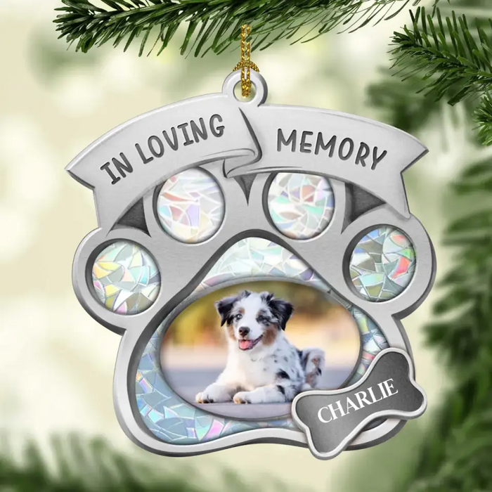 Personalized Pet Memorial Aluminum Ornament - Memorial Gift Idea For Loss Of Pet - Upload Pet Photo - You Left Paw Prints On My Heart