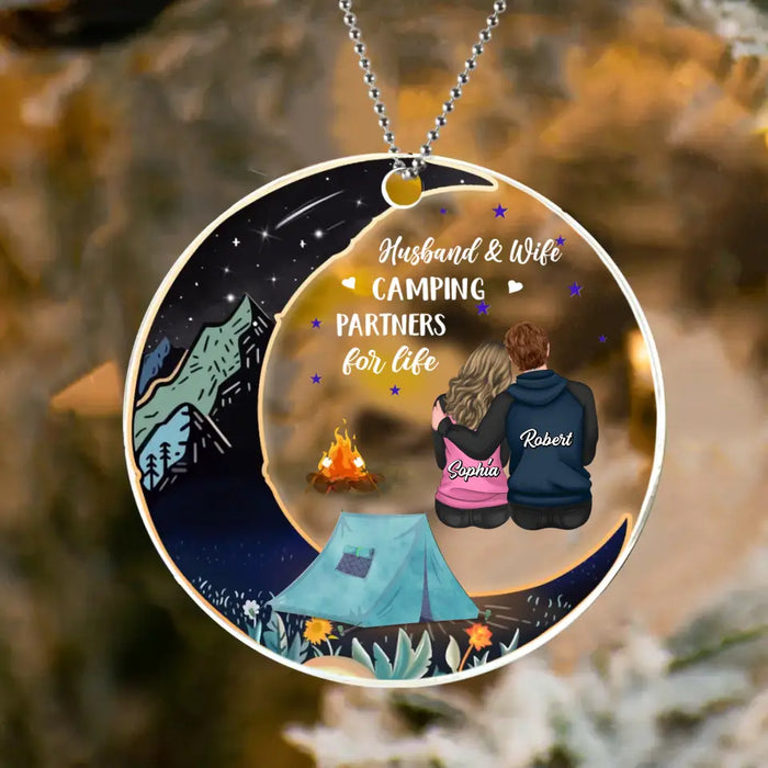 Personalized Camping Couple Acrylic Ornament - Gift Idea for Camping Lovers/Couple - Husband & Wife Camping Partners For Life