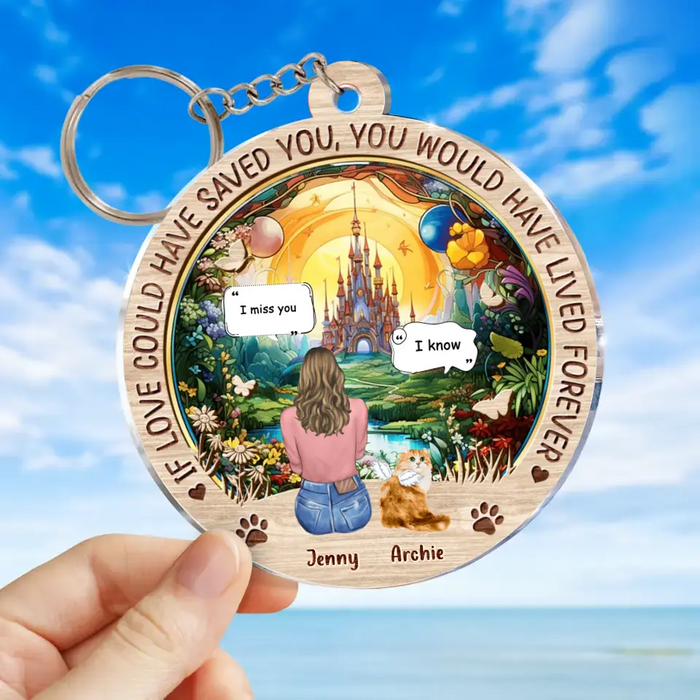 Personalized Memorial Cat Acrylic Keychain - Memorial Gift Idea For Dog/Cat/Rabbit Lover - If Love Could Have Saved You You Would Have Lived Forever