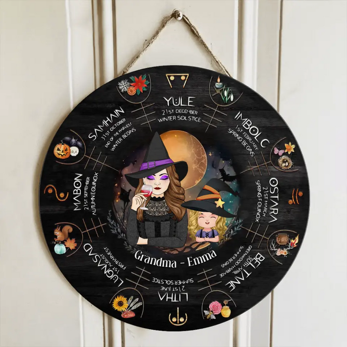 Personalized Grandma Witch Wooden Sign - Up to 4 Kids - Halloween Gift Idea for Grandma from Grandkids