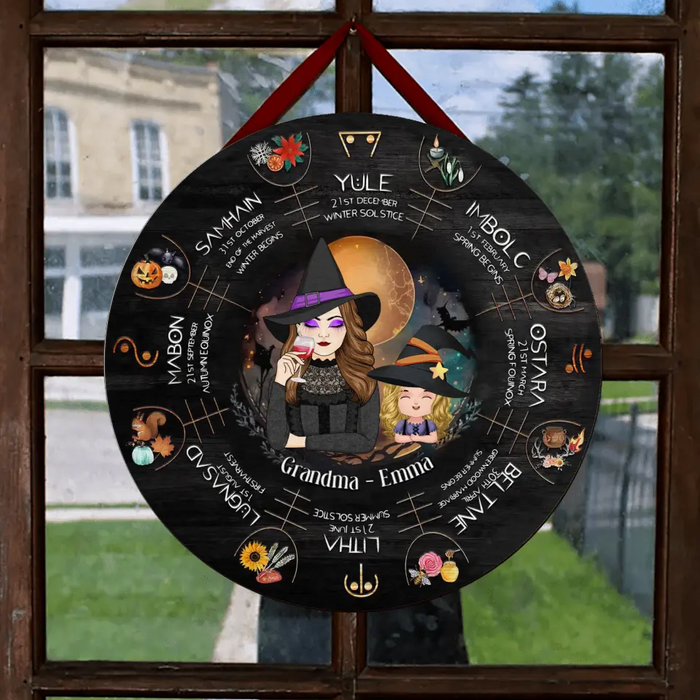 Personalized Grandma Witch Wooden Sign - Up to 4 Kids - Halloween Gift Idea for Grandma from Grandkids