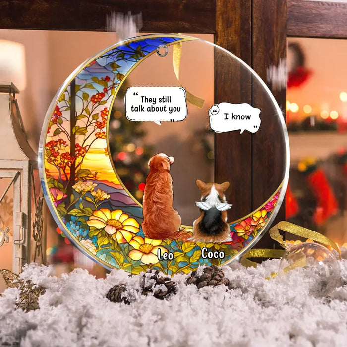 Personalized Memorial Pet Acrylic Ornament - Up to 4 Pets - Memorial Gift Idea For Dog/Cat/Rabbit Lovers - They Still Talk About You